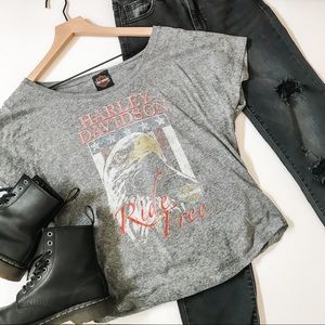 Women’s Harley Davidson Motorcycles Eagle Graphic Short Sleeve Shirt Grey Medium